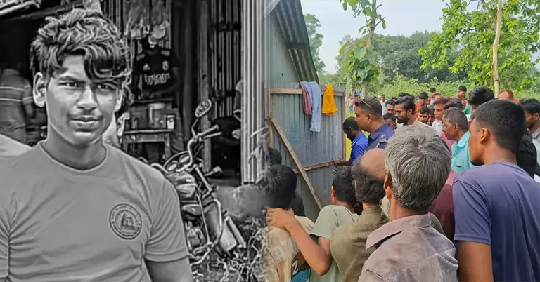 নিহত শাকিল; ঘটনাস্থলে স্থানীয়দের ভিড়